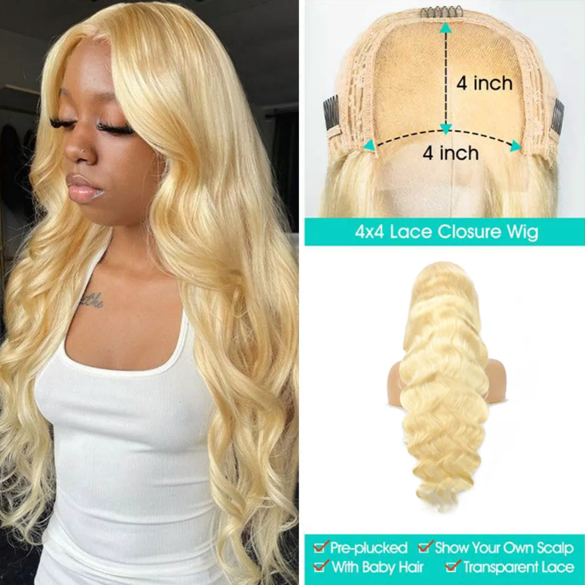 613 Blonde Glueless 4x4 5x5 6x6 Body Wave Lace Wigs 180% 250% Density Wigs Ashimary Virgin Hair