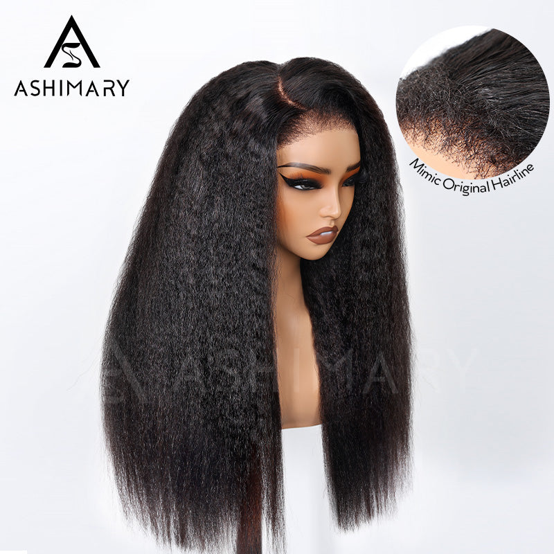 Newborn Hairline Kinky Straight Glueless 4x4 Lace Wigs Bye Bye Knots Human Hair Lace Wig