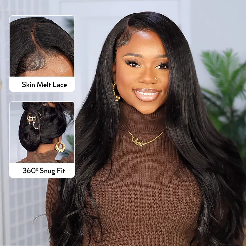 Glueless Newborn Hairline Invisi Strap 360 Skin Lace Frontal Kinky Straight Wig Pre-Everything Natural Look Human Hair Wig