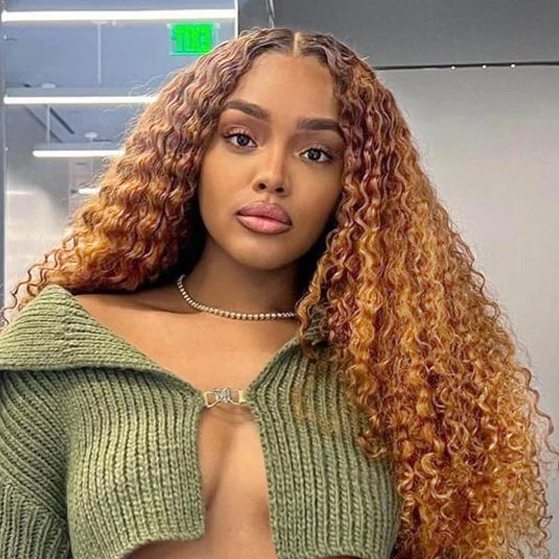 Ombre Honey Blonde Water Wave Lace Wig With Chocolate Dark Roots Pre Everything Glueless Wig