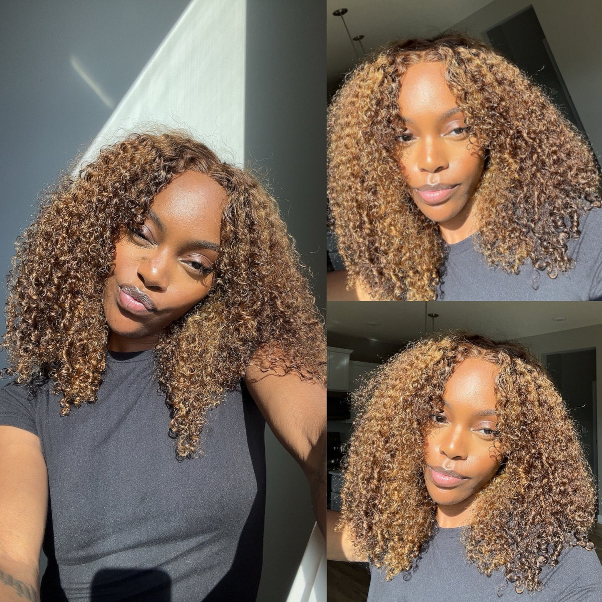 Precut Glueless Kinky Curly Lace Closure Ready To Wear Wig with Pre Plucked Hairline & Bleached Knots