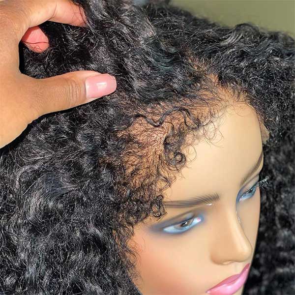 Ashimary 4C Kinky Edges Hairline HD Lace Front Deep Wave Wigs