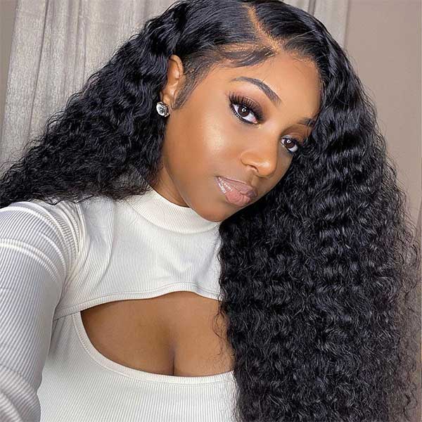 4C Edge Hairline Transparent Lace Front Deep Wave Wigs