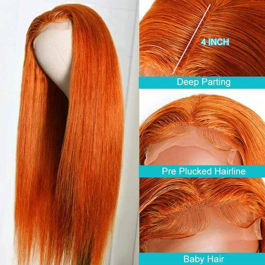 Ginger 4x4 5x5 6x6 Glueless Lace Wigs 180% 250% Density Wigs Ashimary Virgin Hair