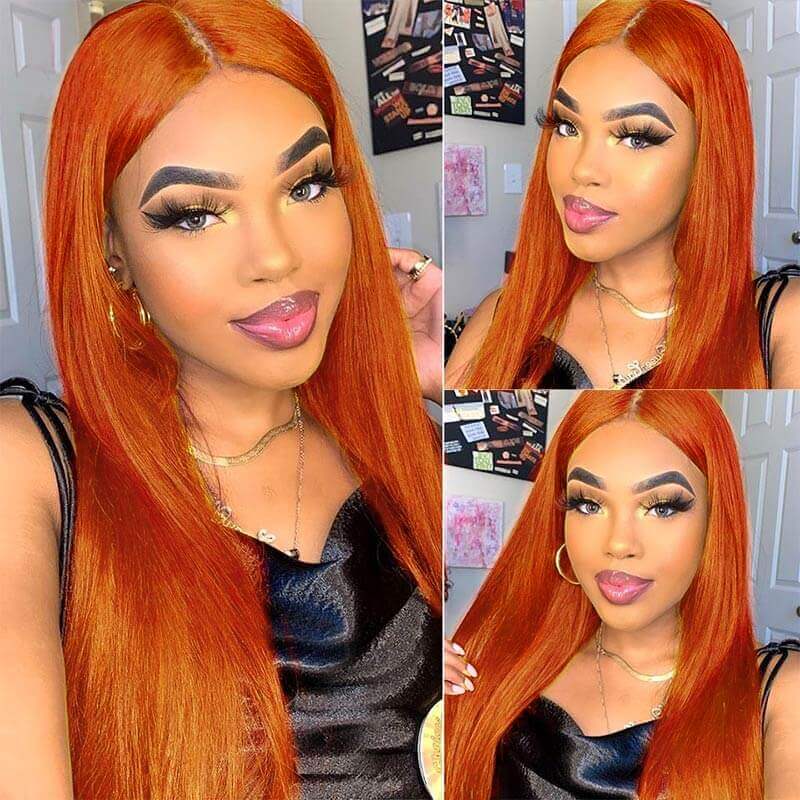 Ginger 4x4 5x5 6x6 Glueless Lace Wigs 180% 250% Density Wigs Ashimary Virgin Hair