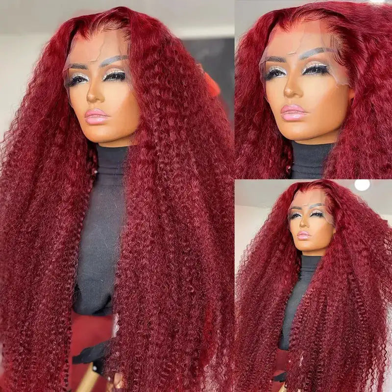 99J Burgundy Curly Wig 360 Frontal Wigs Ashimary Virgin Hair Front Wigs