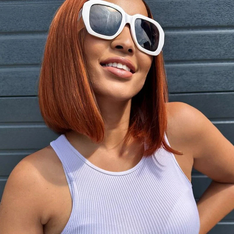 Pull Go 13x4 Lace Wig Ginger Ombre Silky Blunt Cut Glueless Bob Wig