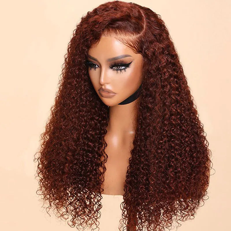 Reddish Brown Pre Eveything Wear & Go kinky Curly 5x5 Transparent Pre-cut Lace Closure Wig  Beginner Friendly Glueless Hair