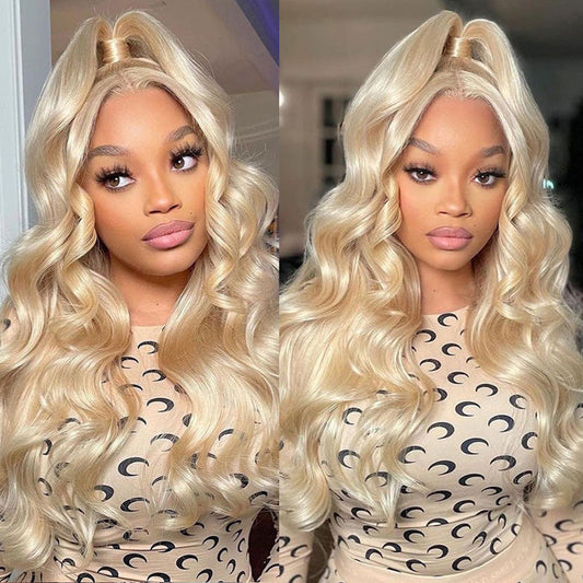 Long Wig | 613 Blonde Body Wave 13x4 Transparent Lace Frontal Human Hair Wig 28-32 Inch