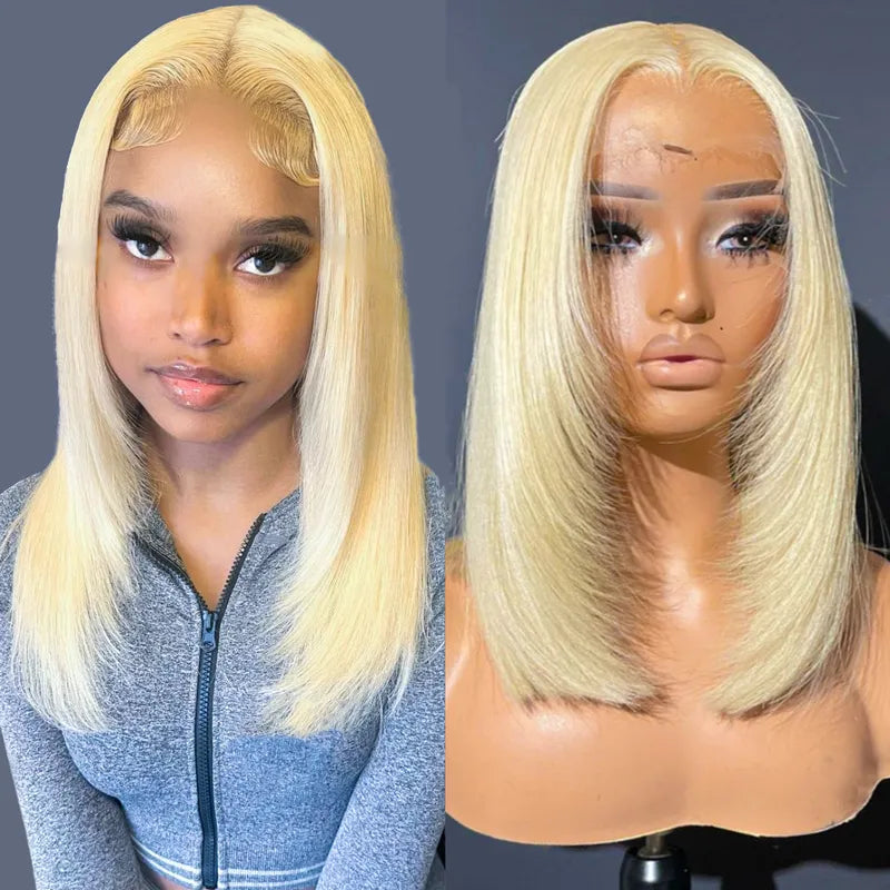 Layered Cut 613 Blonde Bob Wig 5x5 Transparent Lace Skin Melt Lightweight Fashion