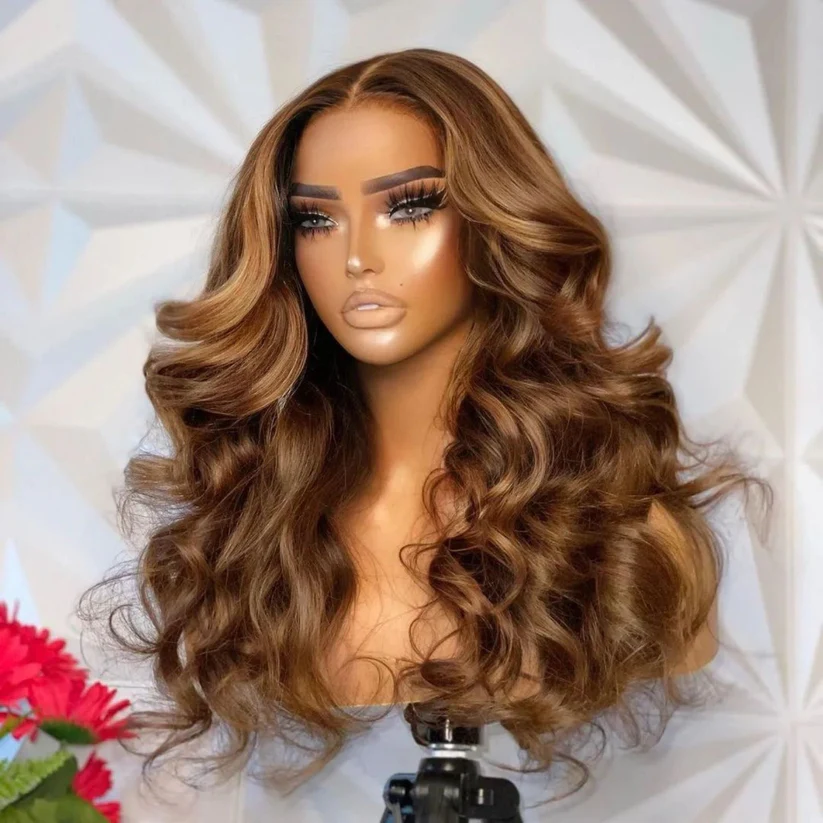 Brown Highlight Body Wave Wigs 4x4/13x4/13x6 Human Hair Lace Wigs Ashimary Hair