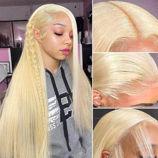 613 Blonde Pull Go 13x6 Full Pre-Cut Glueless Lace Front Wig Brazilian Human Hair