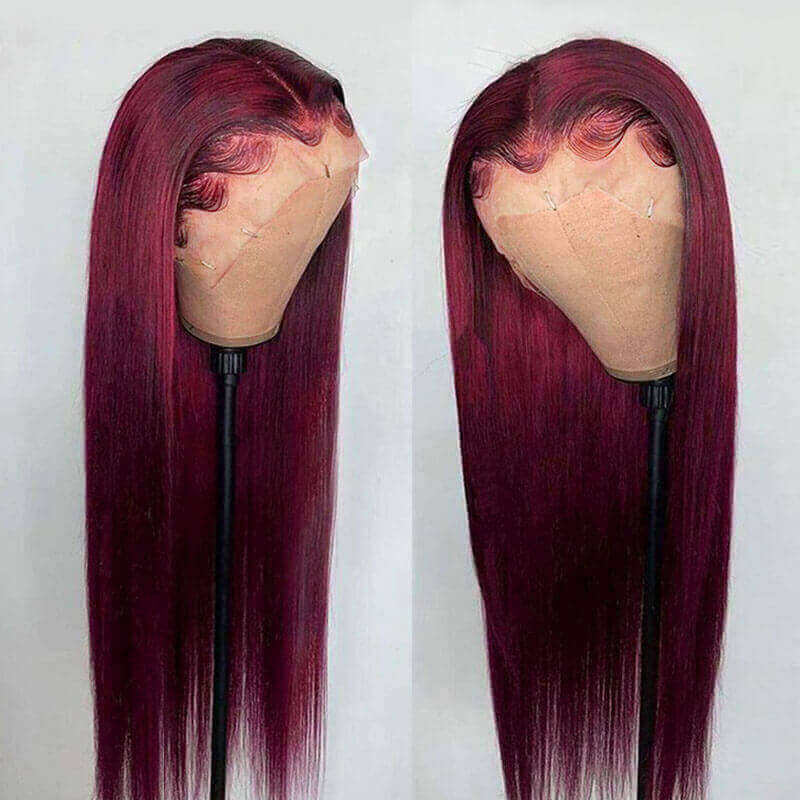 99J Burgundy Lace Front Wig 13*4 13*6 Frontal Straight Wigs Ashimary Virgin Hair