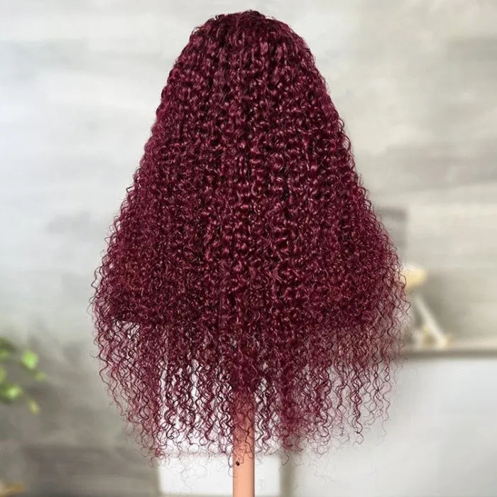 Precut Glueless Kinky Curly Lace Closure Ready To Wear Wig with Pre Plucked Hairline & Bleached Knots