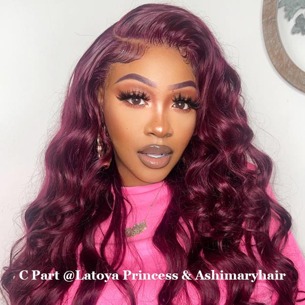 Body Wave 99J Burgundy Curly Wig 13*4 13*6 Frontal Wigs Ashimary Virgin Hair Front Wigs