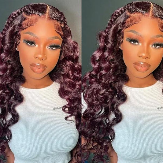 Deep Wave Dark 99J Burgundy 13*4 13*6 Frontal Wigs Ashimary Virgin Hair For Women
