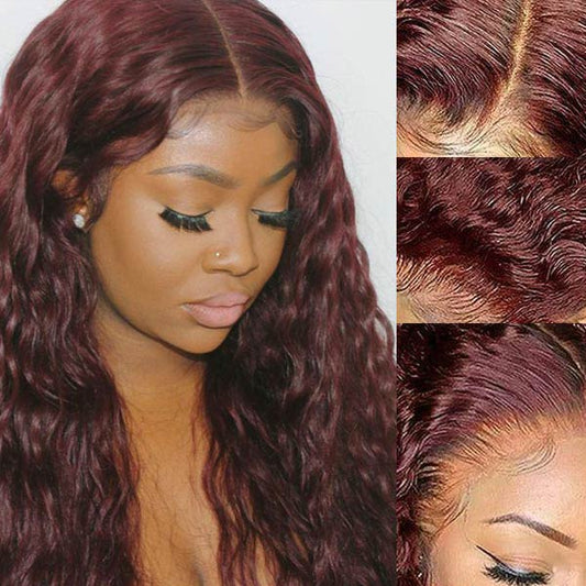 Deep Wave Dark 99J Burgundy 4x4 & 5x5 & 6x6 Frontal Wigs Ashimary Virgin Hair For Women