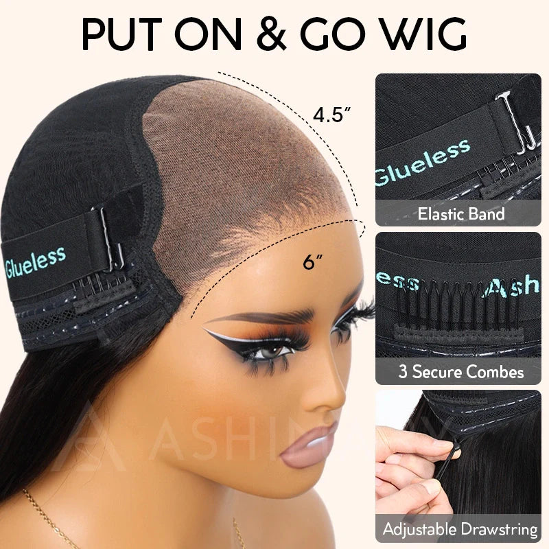 Yaki Straight Layered Wig 6x4.5 Lace Closure Short Pixie Cut Wig for Black Women Silk Press Human Hair Bob Wig