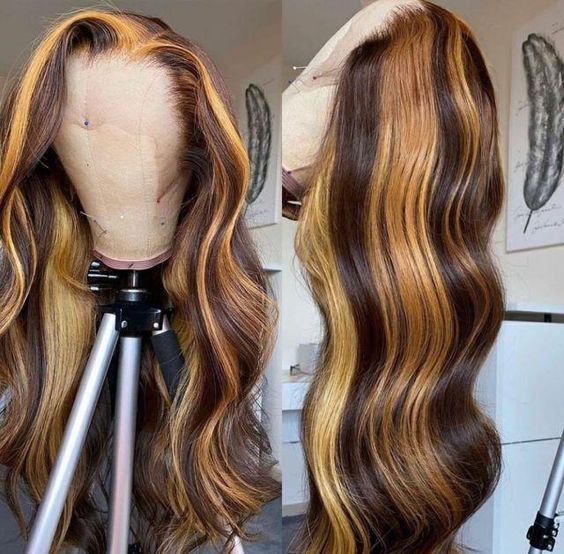 Brown Highlight Body Wave Wigs 4x4/13x4/13x6 Human Hair Lace Wigs Ashimary Hair