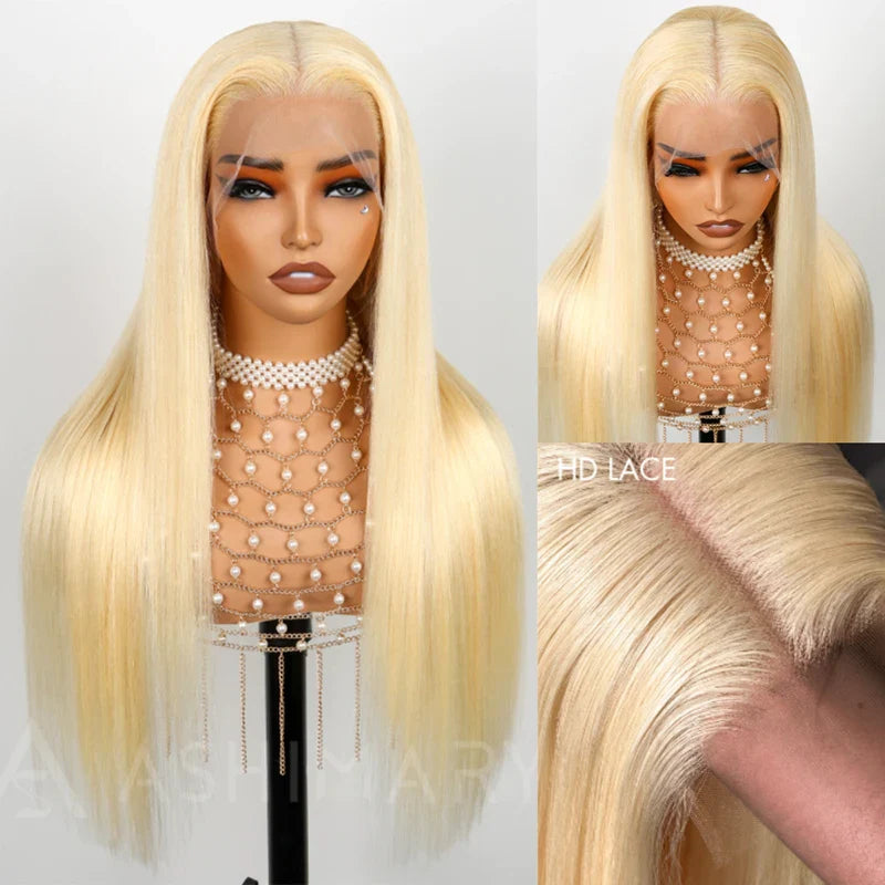 Upgrade Glueless Invisi Strap 360 Skin Lace Frontal 613 Blonde Straight Wig No Gel Stable Put on & Go Wigs