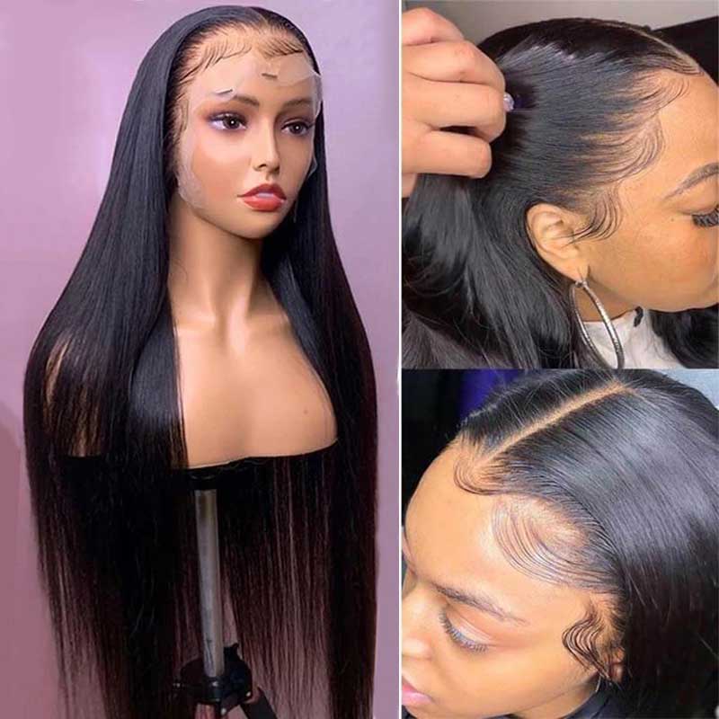 Ashimary 13x4 HD Lace Front Wig Straight Hair Transparent Lace Wigs Natural Color