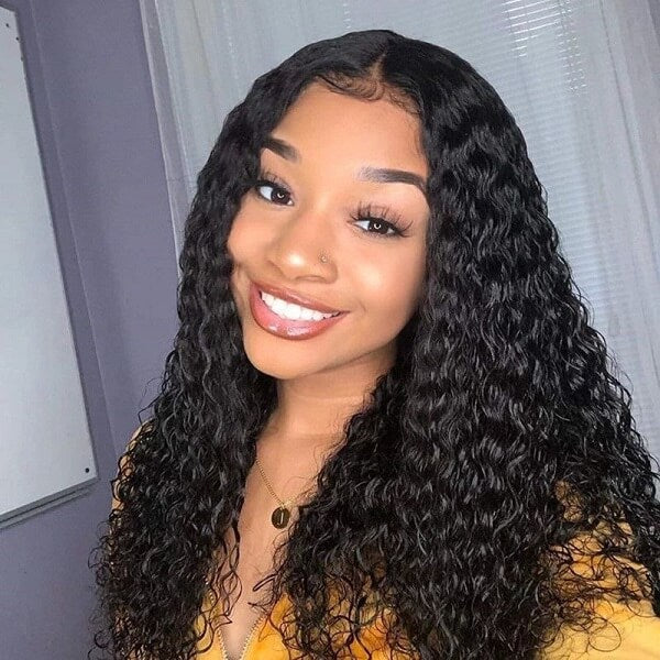 Ashimary Pull Go 13x6 Full Wig Transparent Lace Front Wig Natural Black Color Jerry Curly Hair