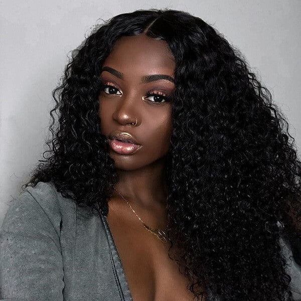 Ashimary Pull Go 13x6 Full Wig Transparent Lace Front Wig Natural Black Color Jerry Curly Hair