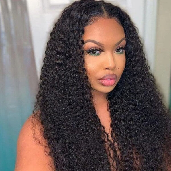 Ashimary Pull Go 13x6 Full Wig Transparent Lace Front Wig Natural Black Color Jerry Curly Hair