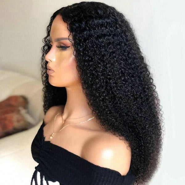 Ashimary Pull Go 13x6 Full Wig Transparent Lace Front Wig Natural Black Color Jerry Curly Hair