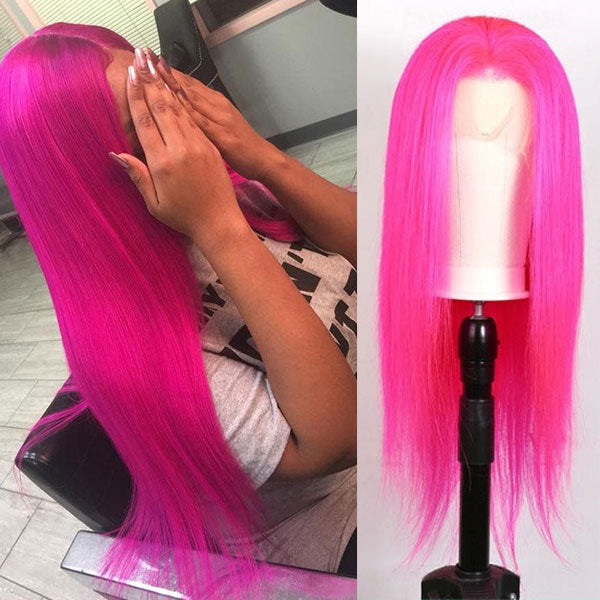Ashimary Hot Pink straight hair 13x4/13x6 HD Transparent Lace Frontal Wig