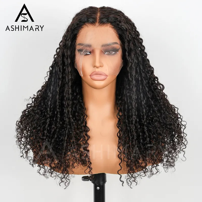 Coily Pull Go 13x6 Full Glueless Wig Skin Lace Frontal Parting Max Pre-Bleached & Pre-Styled Finger Coils Wig Face Farming Human Hair