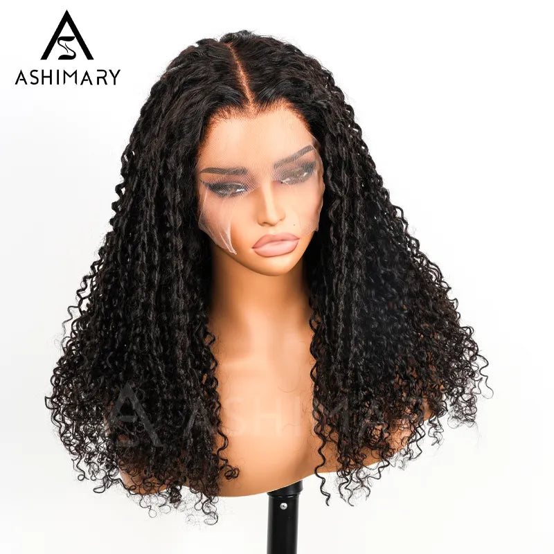 Coily Pull Go 13x6 Full Glueless Wig Skin Lace Frontal Parting Max Pre-Bleached & Pre-Styled Finger Coils Wig Face Farming Human Hair