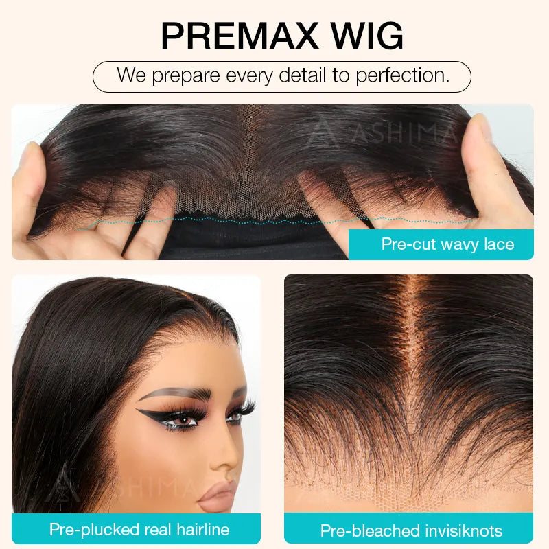 Pull Go 13x6 Full Glueless Wig Transparent Lace Front Wigs Body Wave Natural Black Ashimary Hair