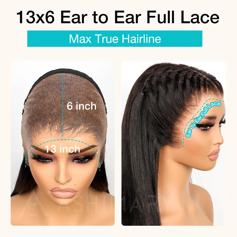 Pull Go 13x6 Full Glueless Wig Transparent Lace Front Wigs Body Wave Natural Black Ashimary Hair