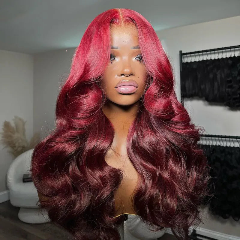 Extra 70% OFF | Snug Fit Ashimary Invisi Strap 360 Lace Frontal 99J Burgundy 3D Body Wave Pre Everything Glueless Human Hair Wig
