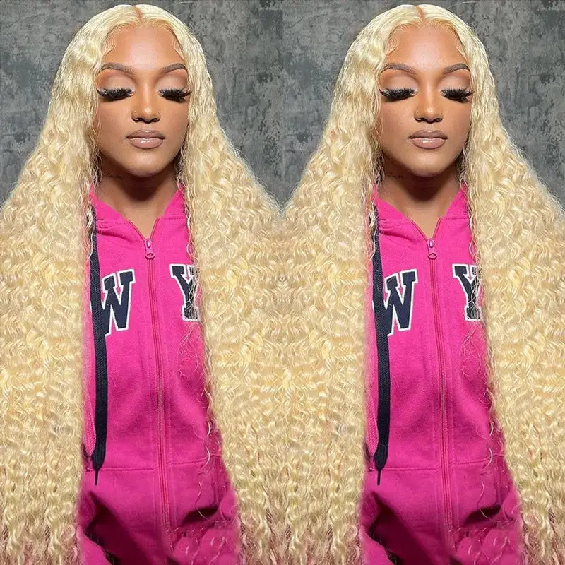 5x5 Lace Closure Blonde 613 Deep Wave Human Hair Wig Pre-Plucked Melting Transparent Lace