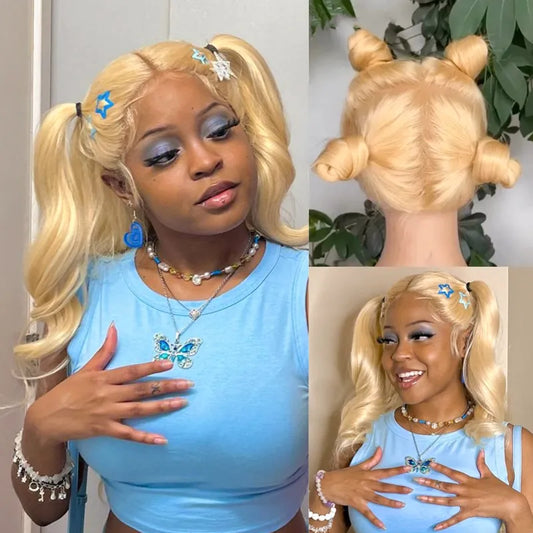 Ashimary Blonde Full Lace Frontal with Invisi-Strap™ Parting Max Skin Melt Lace 613 Colored Body Wave Human Hair Wig