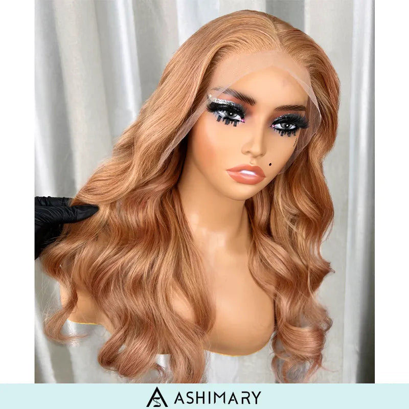 Ashimary Light Flaxen Brown Color 13x4 Lace Front Body Wave Wig