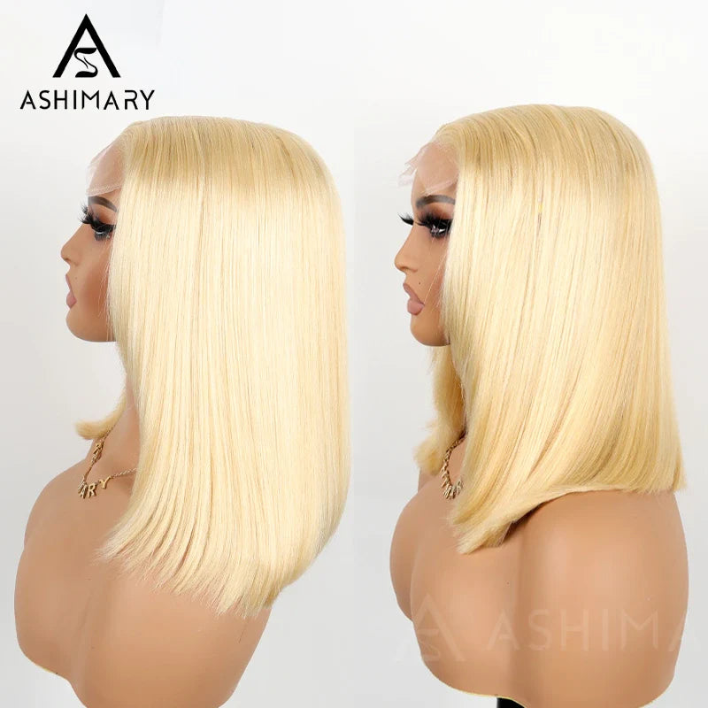 Layered Cut 613 Blonde Bob Wig 5x5 Transparent Lace Skin Melt Lightweight Fashion