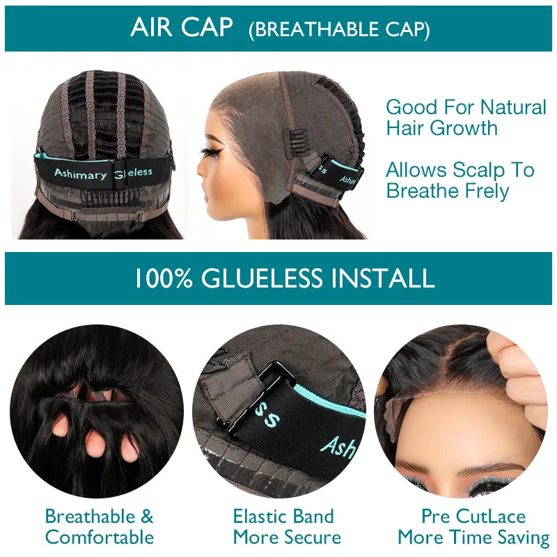 Air Wig|13x4 HD Transparent Lace Wear and Go Straight Wig with Pre Cut Lace & Bleached Knots & Pre-plucked Hairline