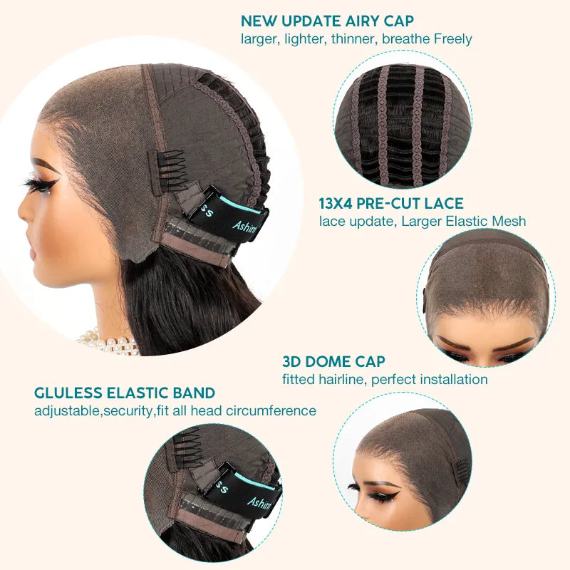 Air Wig| Ashimary Pre-Cut 13x4 Undetectable Lace Wear Go Glueless Jerry Curly Wig Pre Bleach Knots & Plucked Hairline