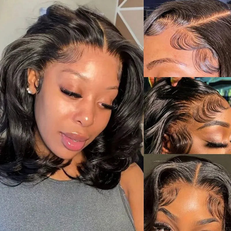Face Framing Layers Cut Shoulder Length 4x4 Lace Frontal Bob Wig Salon Hairstyles Body Wave Human Hair