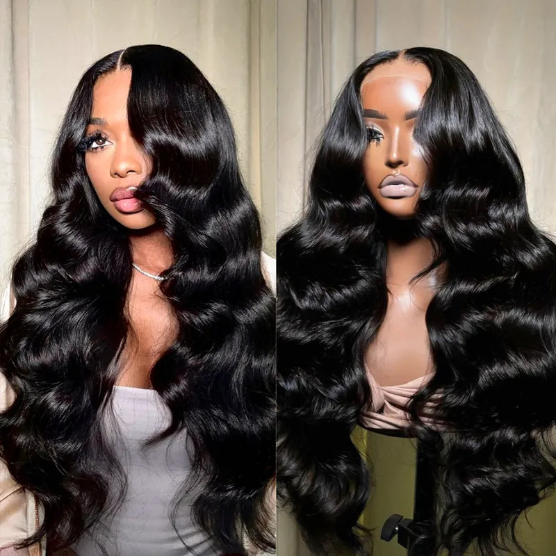 Pull Go 13x6 Full Glueless Wig Transparent Lace Front Wigs Body Wave Natural Black Ashimary Hair