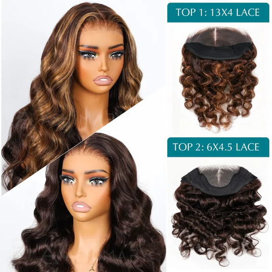 Ashimary PairUp Zippable Wig Highlight Body Wave Optional Replaceable Zip Lace Top 2 in 1