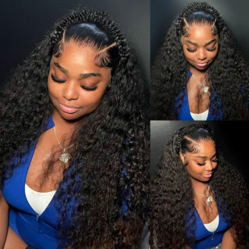 Pre Braided & Pre Baby Hair Water Wave Invisi Strap Snug Fit 360 Skin Lace Frontal Bleached Knots Crown Braid Wig