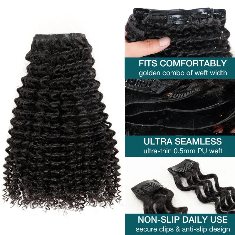 Straight / Kinky Curly / Yaki Straight Seamless Clip-in Hair Extensions Real Human Hair Pieces 140g 9pcs / 7pcs DIY Tape-in Extensions with Free Gifts