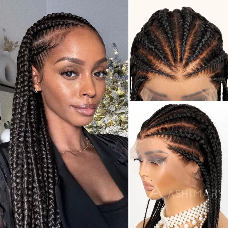 Full Lace Human Hair Micro Braids Wig Ashimary Goddess Braids 180% Density
