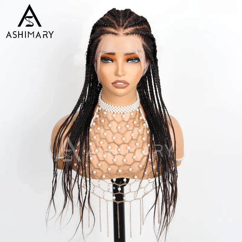 Full Lace Human Hair Micro Braids Wig Ashimary Goddess Braids 180% Density