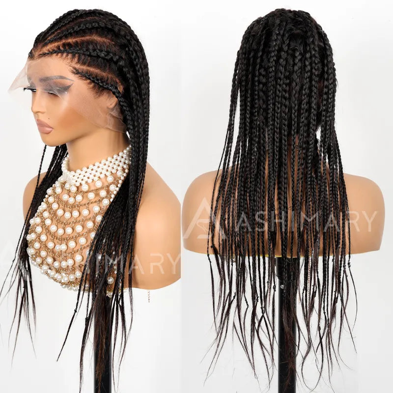 Full Lace Human Hair Micro Braids Wig Ashimary Goddess Braids 180% Density