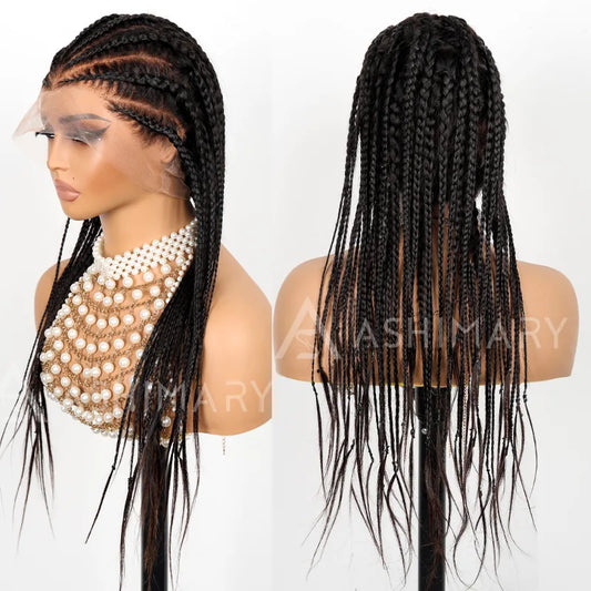 Full Lace Human Hair Micro Braids Wig Ashimary Goddess Braids 180% Density